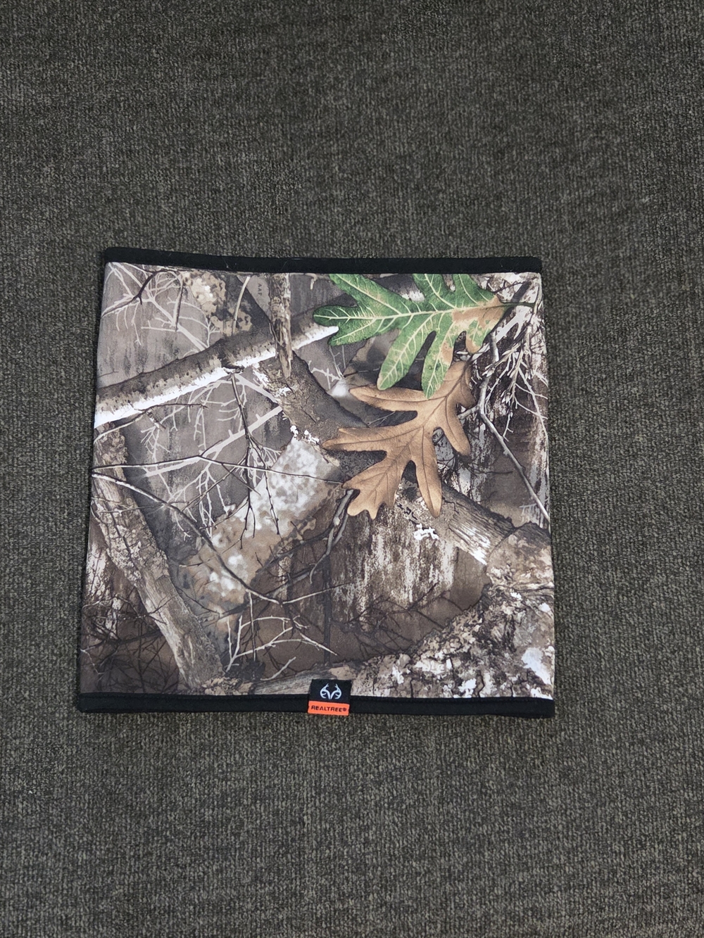 Realtree Camo Neck Gaiter with Green and Brown Leaf Detail